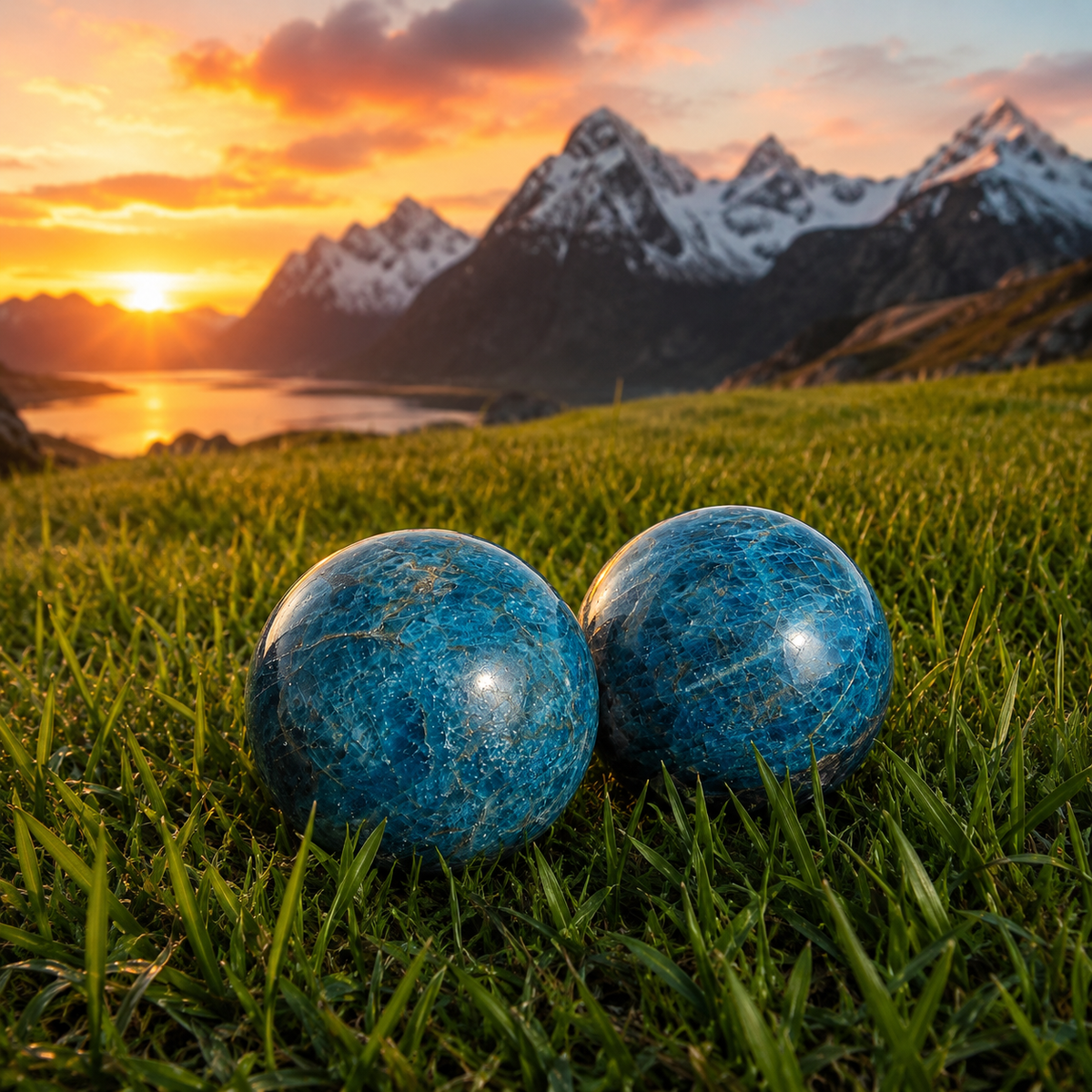 Blue Apatite Crystal Sphere – Natural Polished Stone